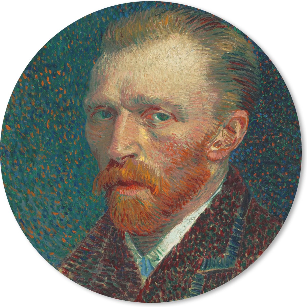 Muismat rond 20x20 cm - Mousepad Zelfportret - Vincent van Gogh - Ronde muismatten