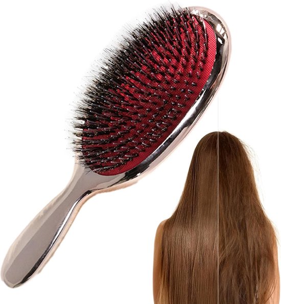 Foto: Ontwarrende haarborstel draagbare haarstylingborstel comfortabele hoofdhuidmassageborstel natte haarborstel voor krullend steil natuurlijk haar ros goud rose goud haarborstel zwijnenhaar varkenshaar hair brush tangle haarborstels