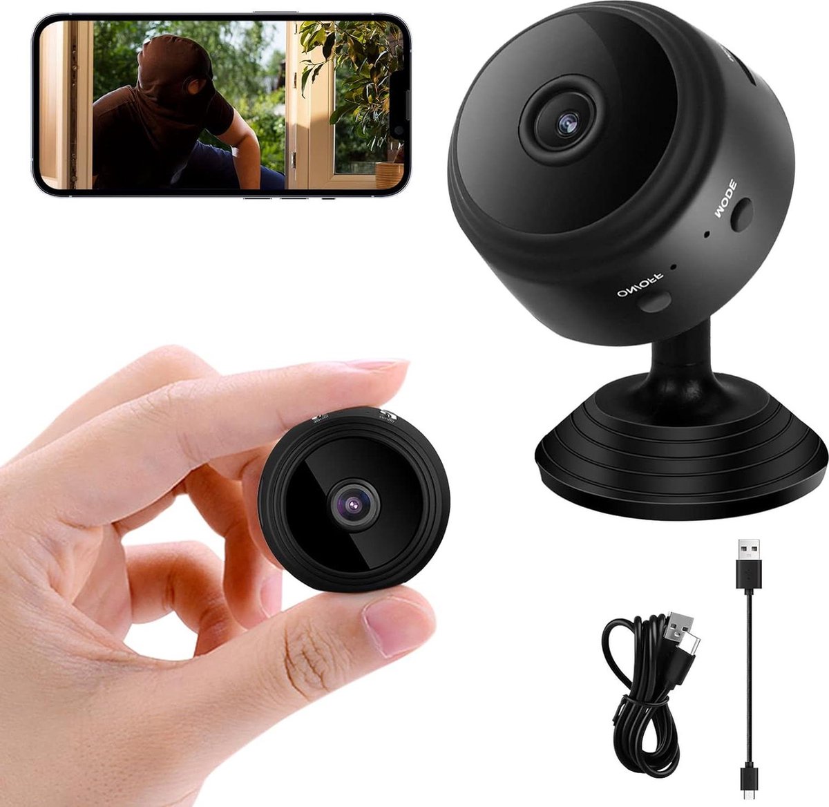 Spy Camera - Bewakingscamera - Spycam Mini-camera 1080p HD wifi A9 nachtzicht bewakingscamera met bewegingsdetectie 150° groothoek kleine bewakingscamera voor binnen en buiten baby huisdiermonitor zwart - HD kwaliteit - Nachtzicht