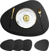 Myir JUN Ronde tafelplacemats, 38 cm set van 4 placemats en onderzetters Placemat Waterdichte Dubbelzijdige Placemats Antislip Wasbare Placemats en Onderzetters (Grijs Groen, Set van 4