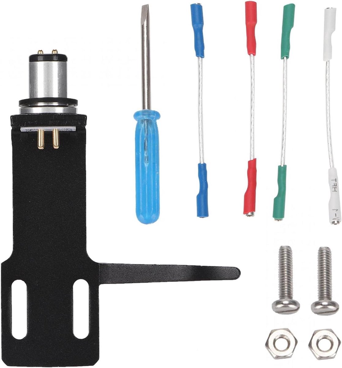 64 cm Platenspeler-naald van aluminiumlegering met 4 kabels - Stylusnaalden vervanging - Geschikt voor de meeste telefoonograaf pick-ups - Zwart