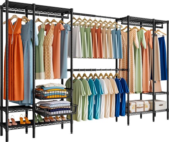 Kledingrek, Kleding Organizer met Wielen en Bodem Planken
