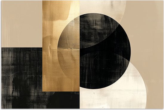 Poster 30x20 cm - Abstract - Modern - Zwart - Goud - Posters - Kamer decoratie - Wanddecoratie woonkamer - Muurdecoratie slaapkamer