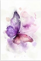 Poster 80x120 cm - Vlinder - Paars - Pastel kleuren - Posters - Kamer decoratie accessoires - Wanddecoratie kinderkamer - Muurdecoratie babykamer