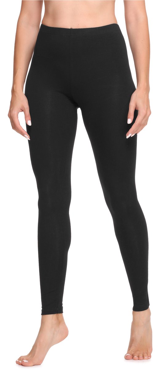 Ladeheid LA-LA40-133-LE Dames Leggings - Sport - Vrijetijdsbroek - Lang - Katoen - Sporbroek - Yogabroek - Zwart - L