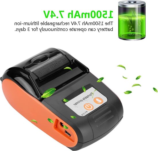 Imprimante Thermique De Reçus 58 Mm Bluetooth - Pour Caisse POS, Restaurant, Boutique - Vitesse 70 Mm/s - USB + Bluetooth - 10