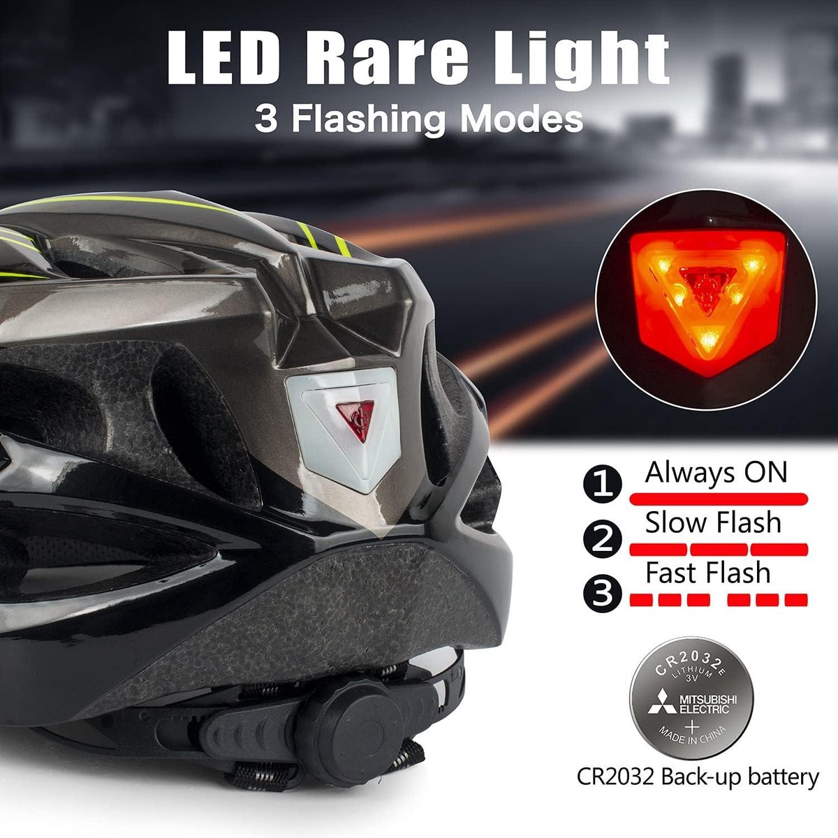 Fietshelm met led-achterlicht - afneembare magnetische veiligheidsbril - heren dames volwassenen - MTB mountainbike-helm - instelbaar