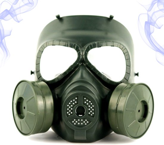Bovista Airsoft Masker - Full Face - Met Bril - Helm - Paintball - Tactical Helm - Groen - 2 Filters
