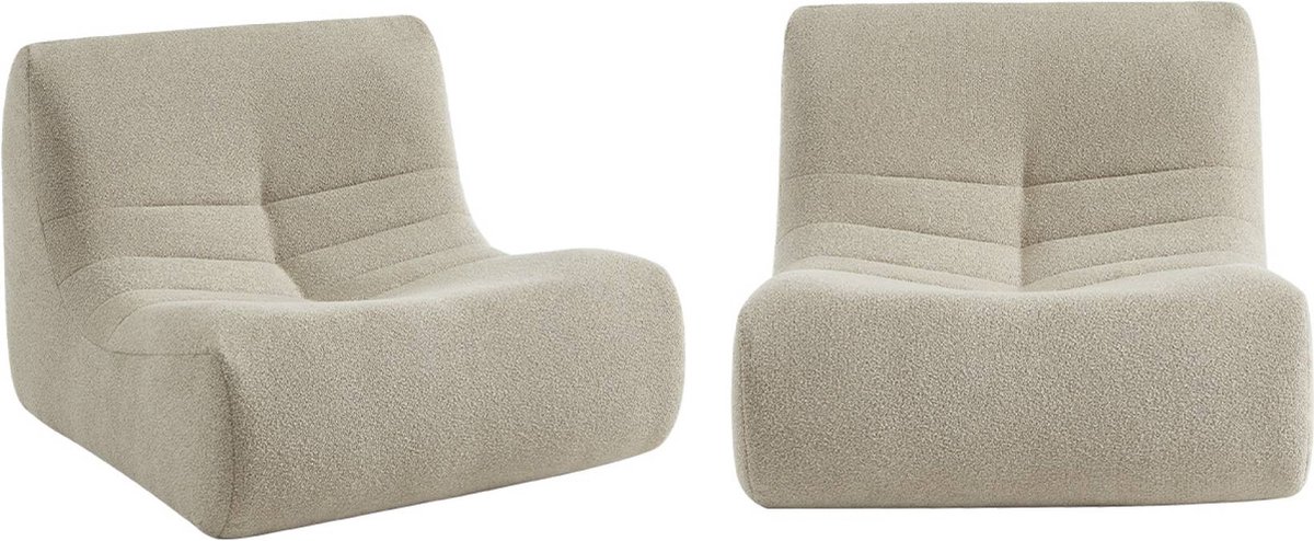 sweeek - Set van 2 fauteuils boucléstof sokol 1 zitplaats