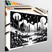 Pixel art zwart wit schilderij | Monochrome meesterwerk: Abstracte pixelkunst in zwart-wit tinten | Kunst - 40x40 centimeter op Canvas | Foto op Canvas