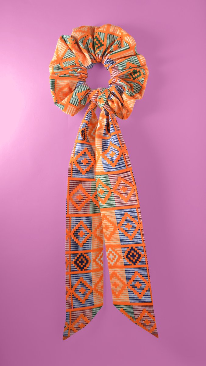 XXL Scrunchie Set met Bunny Ears & Shawl - Tangerine Diamond