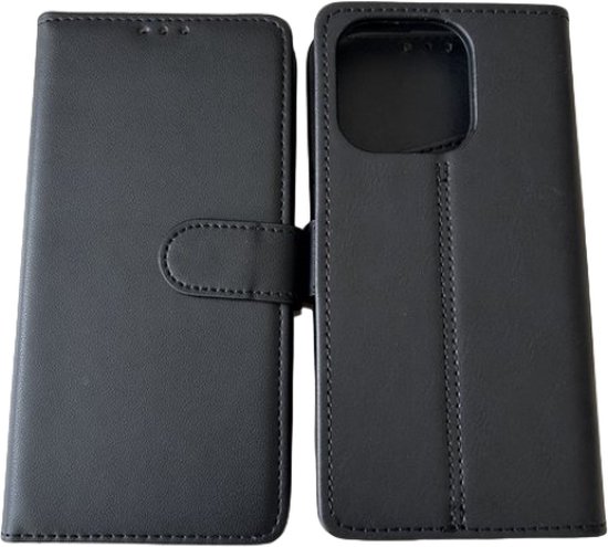 Étui portefeuille de Luxe en cuir PU - Étui Bookcase avec fonction support - Convient pour Apple iPhone 16 Pro Max - Étui de protection d'excellente qualité avec porte-cartes - Zwart