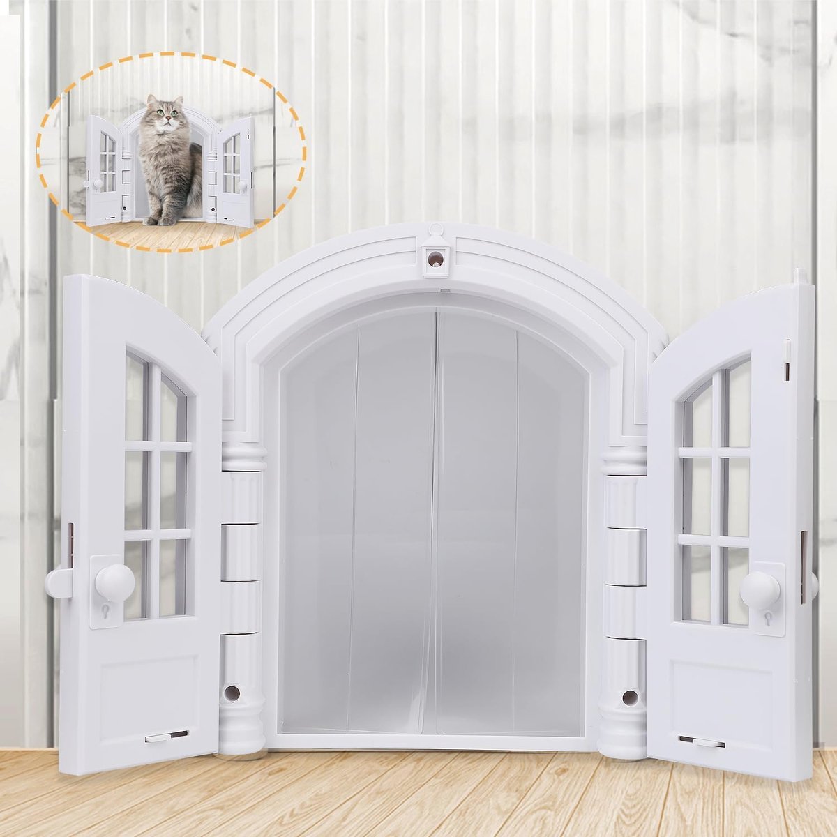 Bol.com Kattenluik met Transparant Gordijn voor Binnendeuren en Muurramen - Eenvoudig te Installeren Kunststof Kattendeur aanbieding