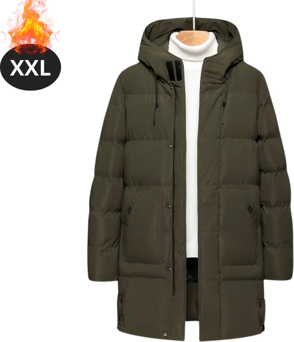 Bovista Luxe Winterjas Parka Heren Winter Jas Volwassen Stijlvol Met Capuchon Legergroen