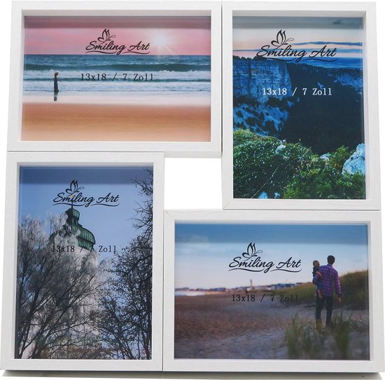 Fotolijst 4 foto's, 10 x 15 cm fotolijst voor meerdere foto's, houten fotolijst, openklapbaar, 3D-fotolijst, collage voor tafelstandaard of geschenken