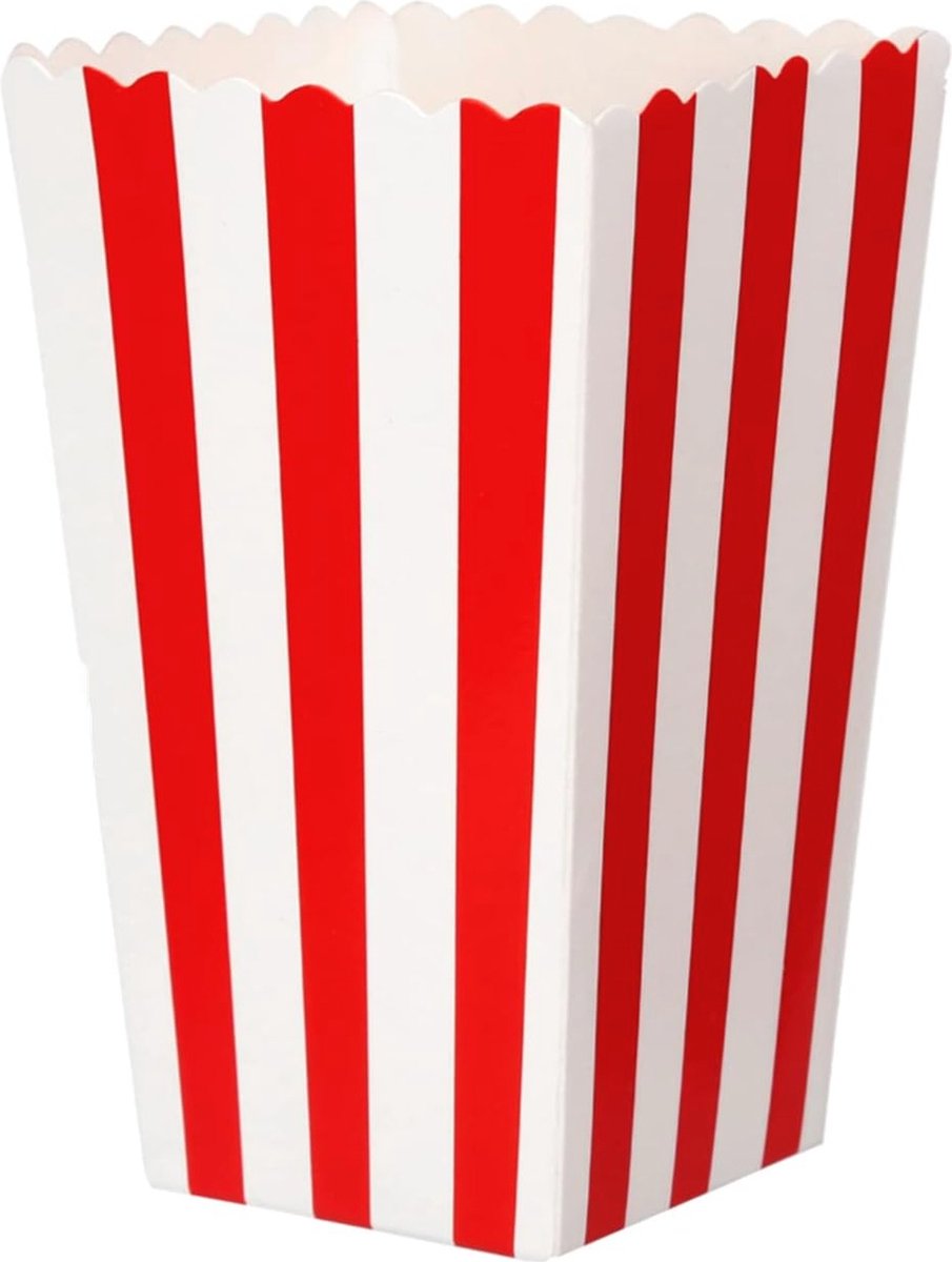 Popcorndozen set van 26 - Kleine snoepcontainers met rode strepen voor feesten en feestelijke snacks