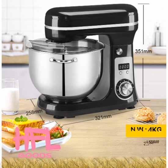 HFL Goods - Keukenmixer - Keukendeeg Kneeder Machine - 6 Liter - Zilver van HFL Goods — afbeelding 4