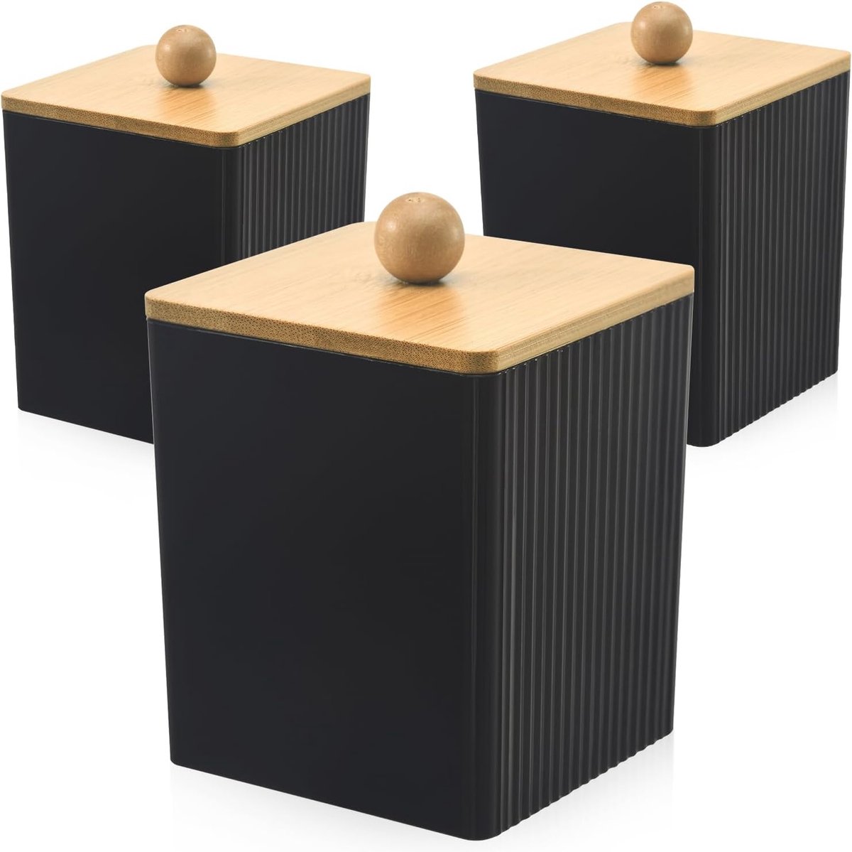 Multifunctionele Bamboe Stofdichte Wattenstaafjeshouder met Acryl Dispenser - Badkamer Organizer voor Wattenstaafjes en Haarspelden