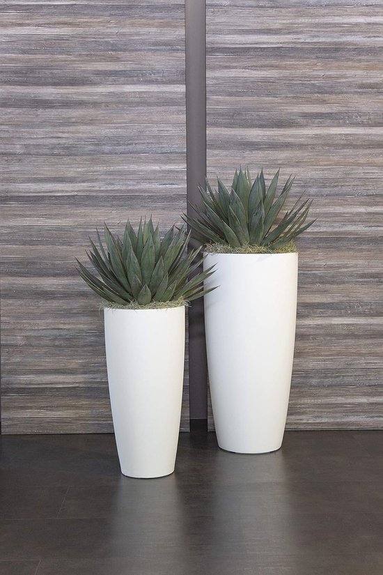 Plantenpot/bloempot Kunststof Dia 37 Cm En Hoogte 22 Cm In Het Creme Wit Voor Binnen Buiten