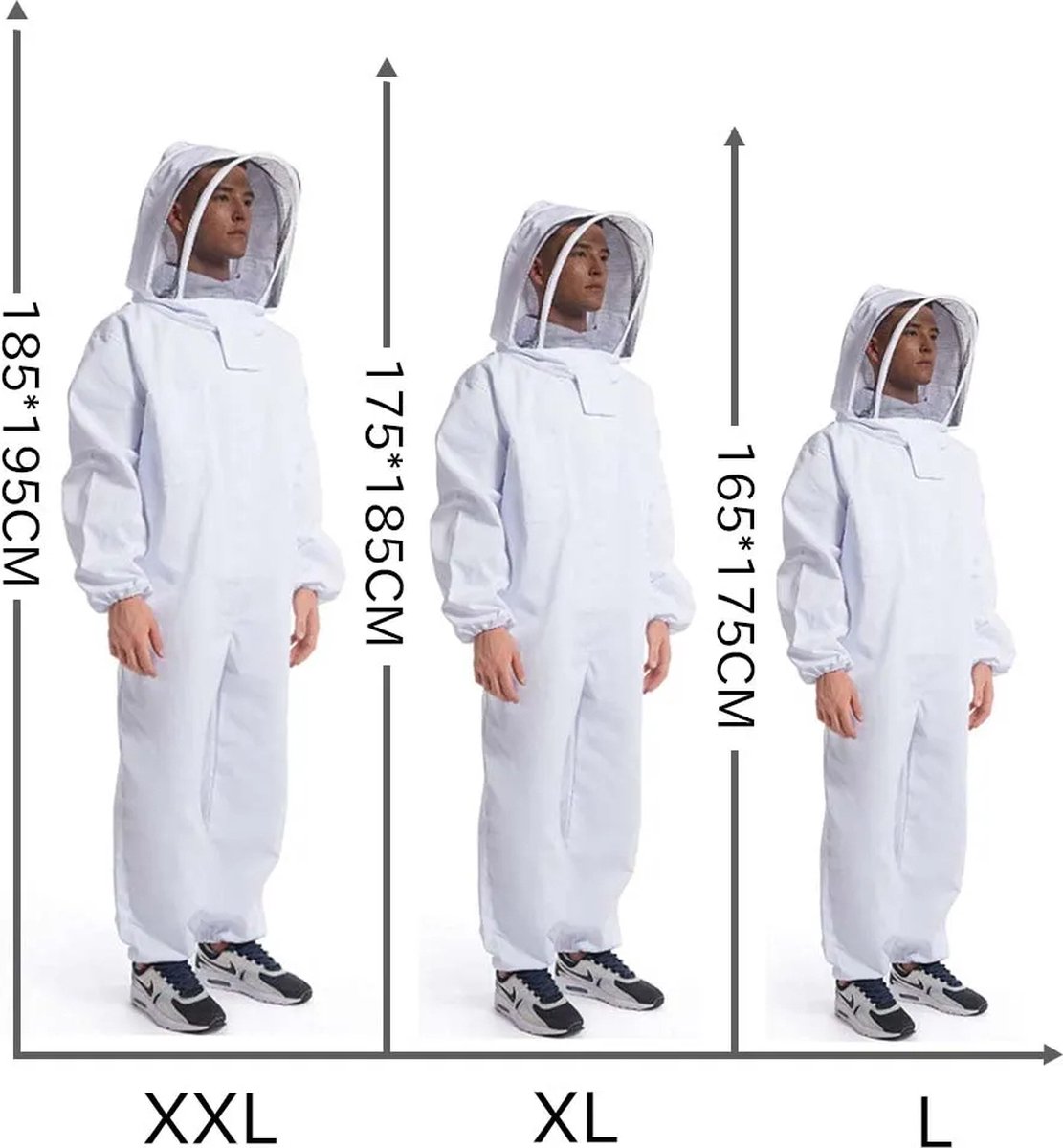 Outsunny katoenen imkerpak met geitenleren handschoenen, wit, XXXL