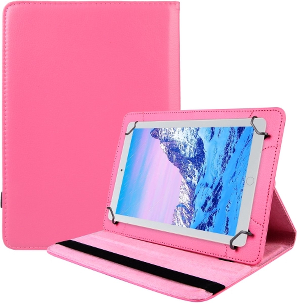 Universele Hoesje Geschikt voor Apple iPad /Samsung Galaxy/ Lenovo tabels etc. 7 t/m 8 inch 360° Draaibare Wallet case /flipcase stand/ hardcover achterzijde/ kleur Rose