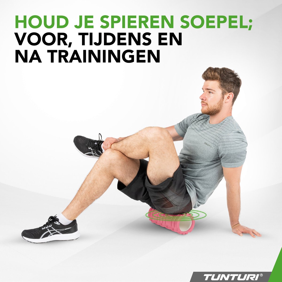 Tunturi Yoga Grid Foam Roller - Massage Roller - Foamroller - Fitness Roller - Rose Goud - 33cm - Incl. gratis fitness app thumbnail 8