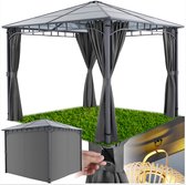 Pavillon de jardin tectake® 3x3 | Pavillon de Jardin de Luxe , Pavillon Terrasse | Pavillon de jardin avec parois latérales, cadre en aluminium, revêtement en poudre | Comprend 8 piquets