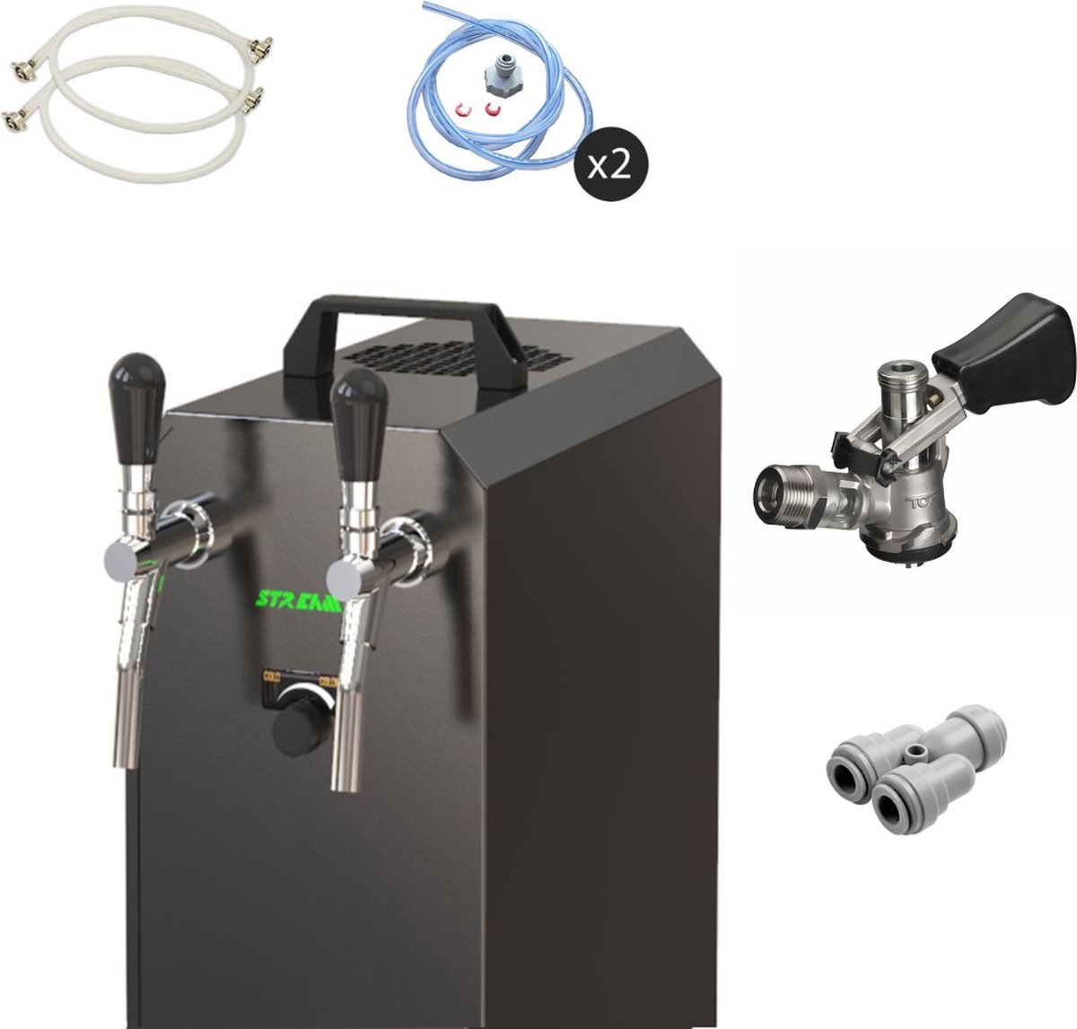Complete set - Biertap - STREAM 50K - 2-lijns, 55 liter/uur - met Fustkoppeling Type D