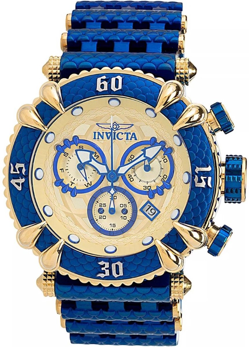 Invicta Subaqua 37562 Heren Horloge - Waterdicht - Analoog - Quartz Uurwerk - Roestvrij Staal met gouden Wijzerplaat -52mm