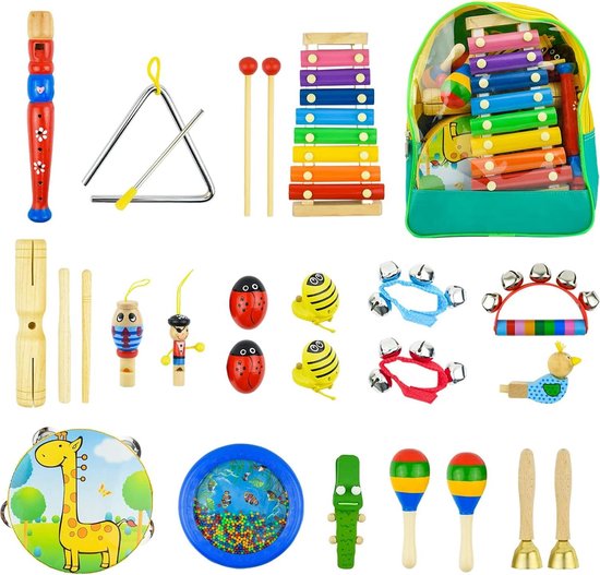 27 houten percussie-instrumenten - muziek speelgoed set - muzikaal cadeau voor kind