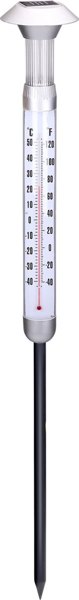 Grundig Tuin/buiten thermometer - met solar verlichting - 97 cm - Thermometers - Verlichting voor in de tuin