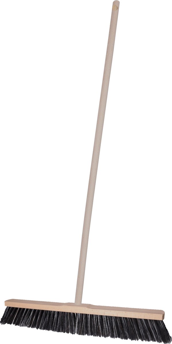 Goedkoopste Brumag Straatbezem Terrasmaster voor buiten terras tegels en klinkers - Harde bezemkop 59 cm breed - Houten steel van 140 cm