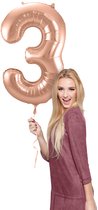 Ballon aluminium - Chiffre - 3 - Or rose - 86cm - Sans remplissage