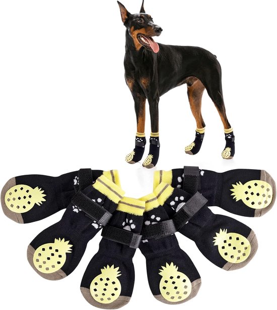 Lot De 2 Paires De Chaussettes Antidérapantes Pour Chien - Taille M, Avec Velcro Réglable - Protection Pattes