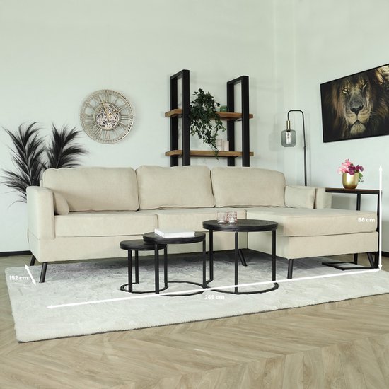 Foto: Hoekbank design lizza 269cm bank beige velvet loungebank zowel links als rechts bankstel