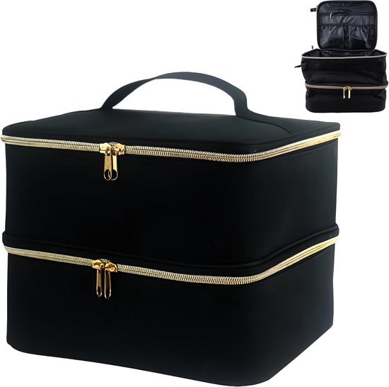Nagellak Case Organizer Tas Houdt 30 Flessen en Nail Lamp, Draagbare Reizen Nagellak Opbergtas Dubbele Lagen voor Manicure Gereedschap Opslag, MapleLeaf Patroon, Mode