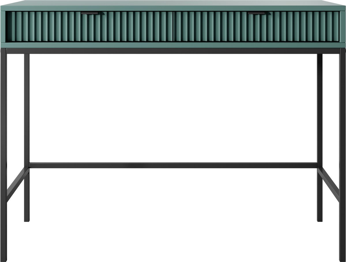 Selsey Vellore - Toilettafel 104 cm - groen met geribbelde fronten, zwarte handgrepen en frame