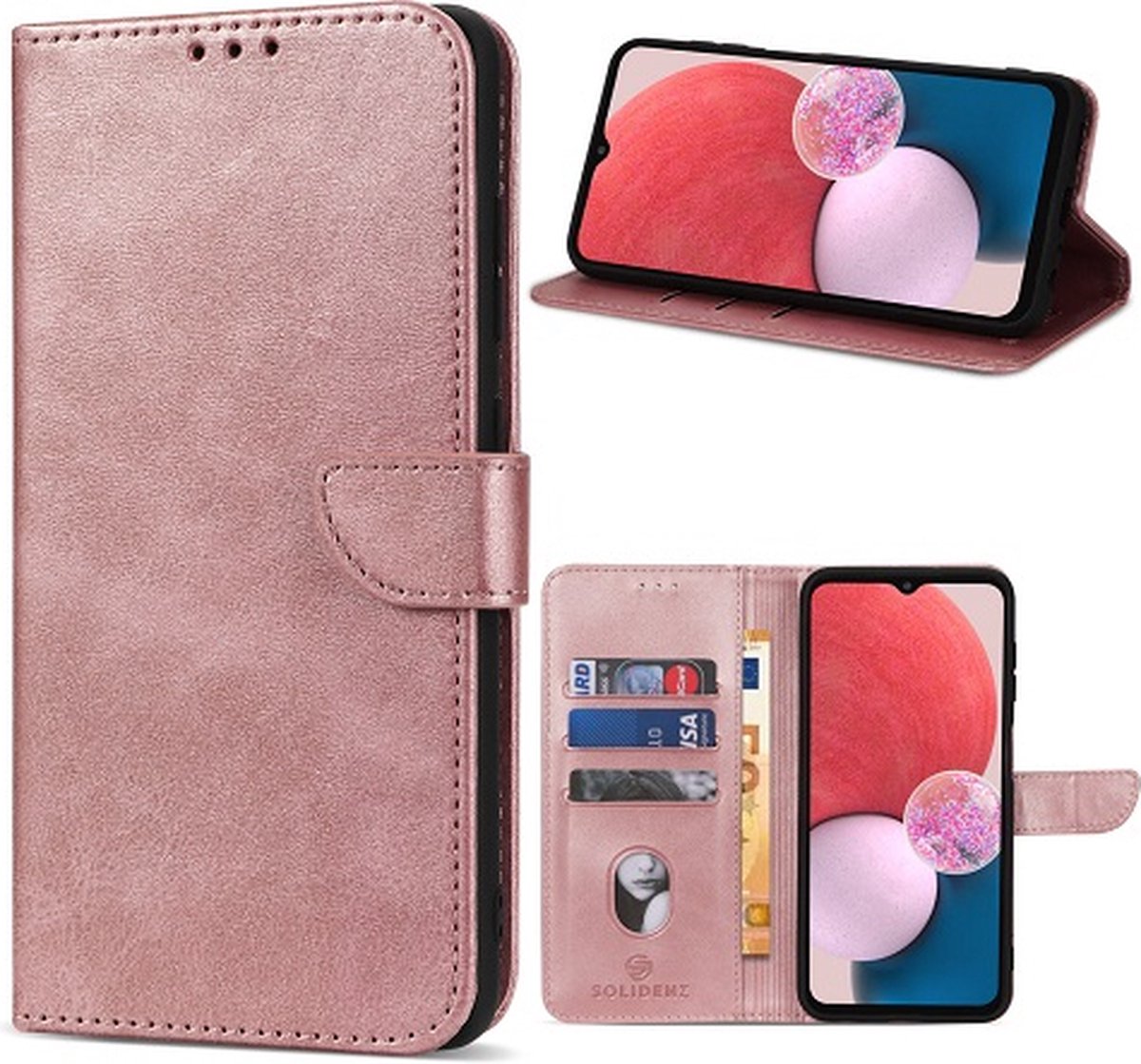 OPPO A77 Hoesje Met Pasjeshouder Bookcase Rose Goud