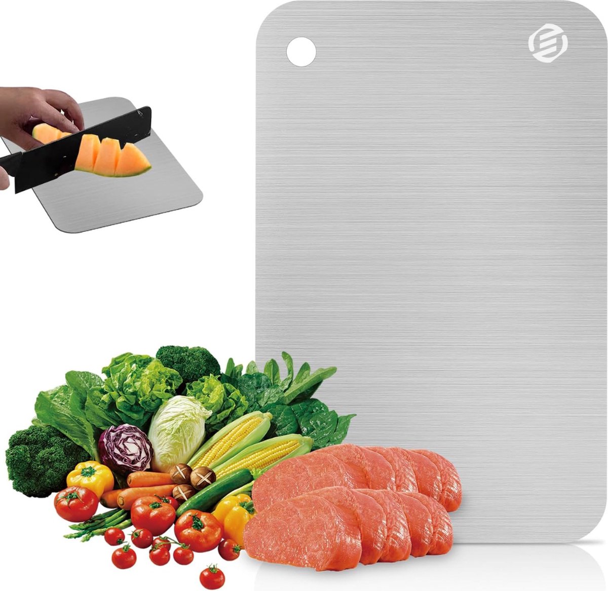 Equivera Titanium Snijplank - Geen Plastic - Geen Geurtjes - Roestvrij - Cutting Board - Anti Bacterieel - Vaatwasserbestendig