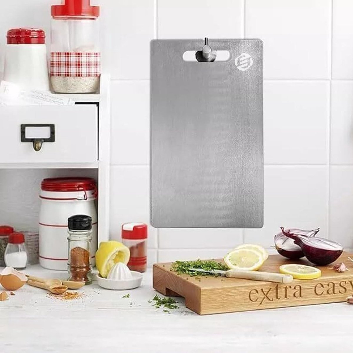 Equivera Titanium Snijplank - Geen Plastic - Geen Geurtjes - Roestvrij - Cutting Board - Anti Bacterieel - Vaatwasserbestendig