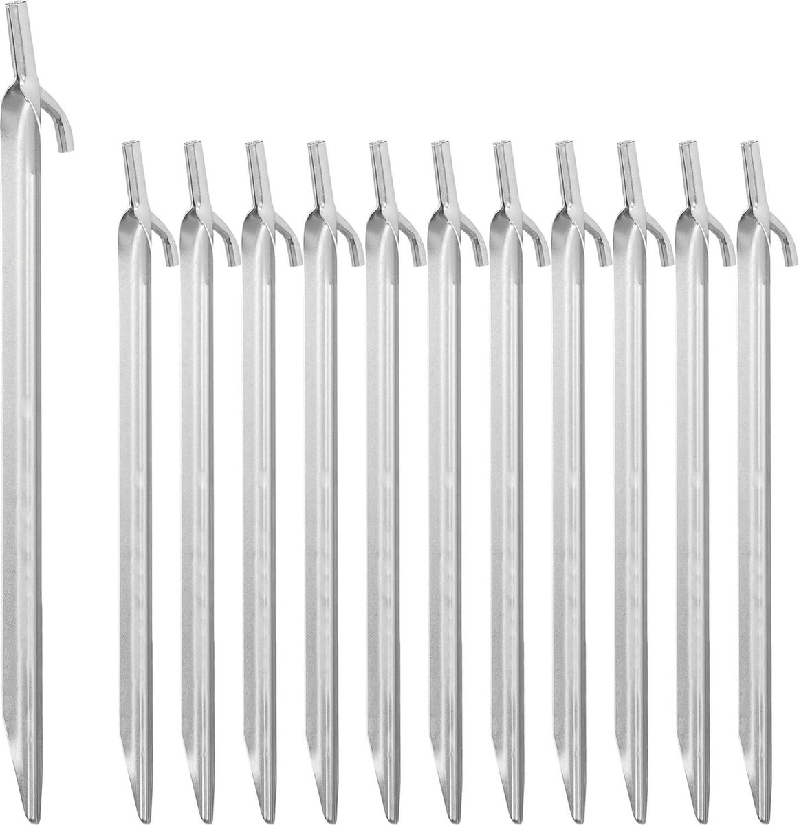 Tentharingen 12 stuks grondpennen harde grond stalen haringen haak kop 30 cm lang zilver