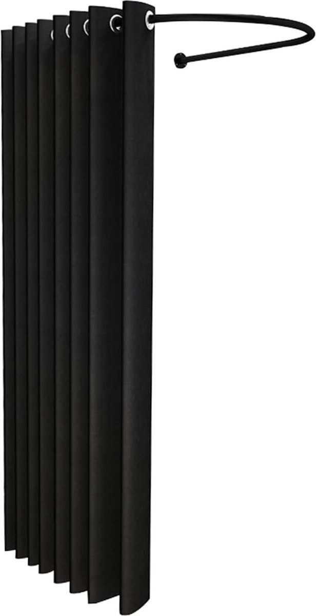 Goodivery ® Ruime Verplaatsbare Kleedkamer met Zwarte Gordijn en U-vormige Rail voor Kledingzaken