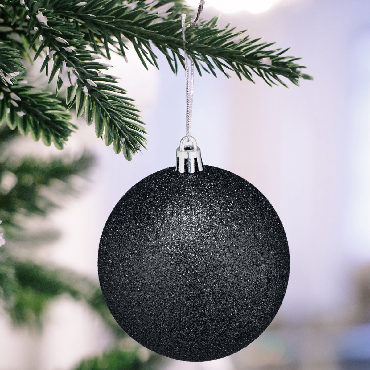 kerstballen - set van 110 - met slinger - plastic - onbreekbaar - zwart – foto 6