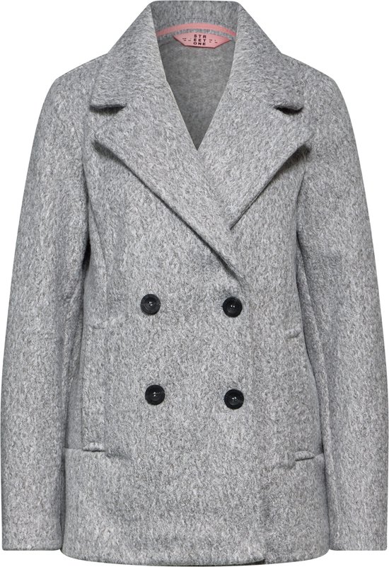 Street One Curly Revers Coat-Dames Jas - frost grey melange - Maat 40