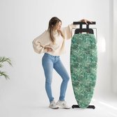 Bol.com Strijkplank 130 x 47 cm natuurlijk hout aluminium beschermers wielen - robuust licht stabiel - in hoogte verstelbaar 98 ... aanbieding