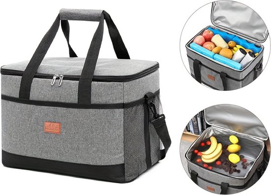 Nivard Panier pique-nique - Paniers pique-nique - Piknik - Pick Nick - Sac pique-nique - Panier - Boîte à lunch - Été - Grijs