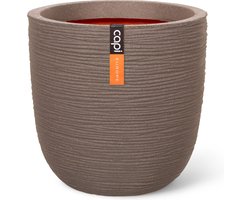 Capi Europe - Bloempot bol Rib NL - 43x41 - Warm taupe - Bloempot voor binnen en buiten - Levenslang garantie - Breukbestendig - 100% Recyclebaar - CO2 Neutraal geproduceerd - KWTR933