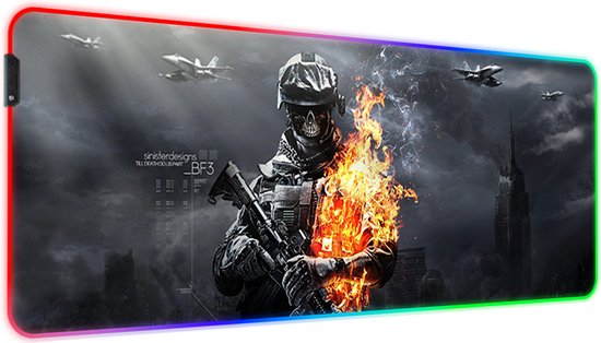 EMPIRE GAMING – Dark Rainbow Muismat Gamer – RGB LED 12 Verlichtingsmodi– Mousepad Gamers Lichtgevend Backlight – Waterdicht – Antisliprubberbasis –Voor PC, MAC, Laptopgamers – 300x230x4mm