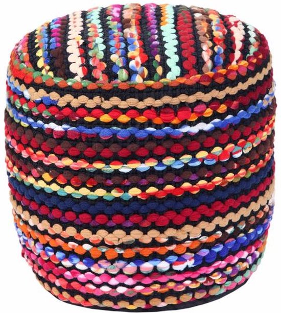 MOCOFO Ronde Ottomaanse hoes zonder vulling, Boheemse stijl, geometrisch, kleurrijk, met handvat, voetensteun, decoratief, voor woonkamer, slaapkamer, terras (groen, 45 x 45 x 20 cm