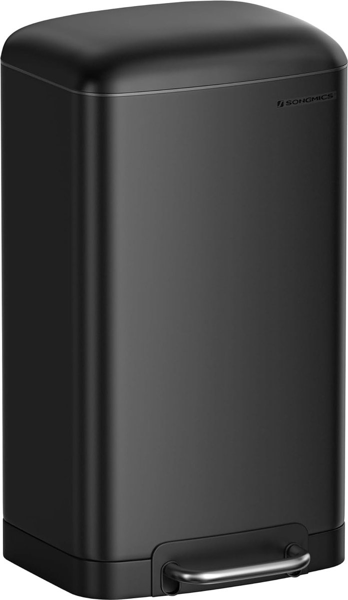 FurnStar - Pedaalemmer - Keukenbak - Vuilnisbak van 30 liter (8 gallon) - Stalen pedaalemmer met deksel en binnenemmer - Soft Close - Zwart